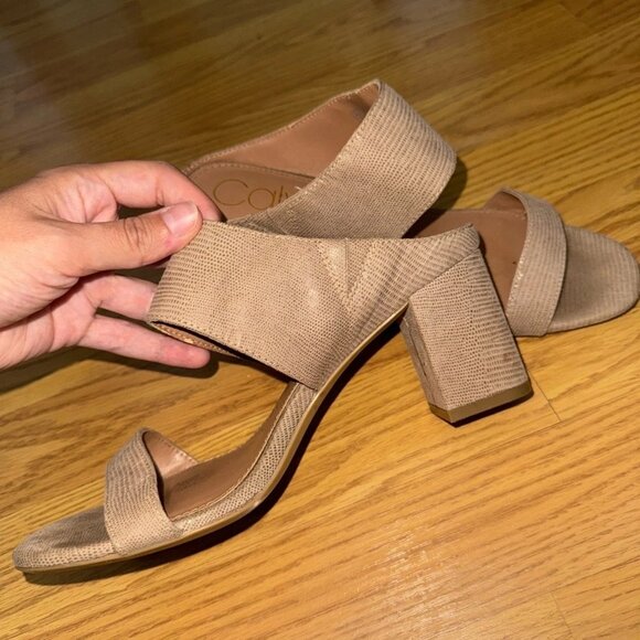 CALVIN KLEIN Cirella Women’s Nude Block Heel Dress Sandal Mule Size 7.5 - Picture 4 of 8